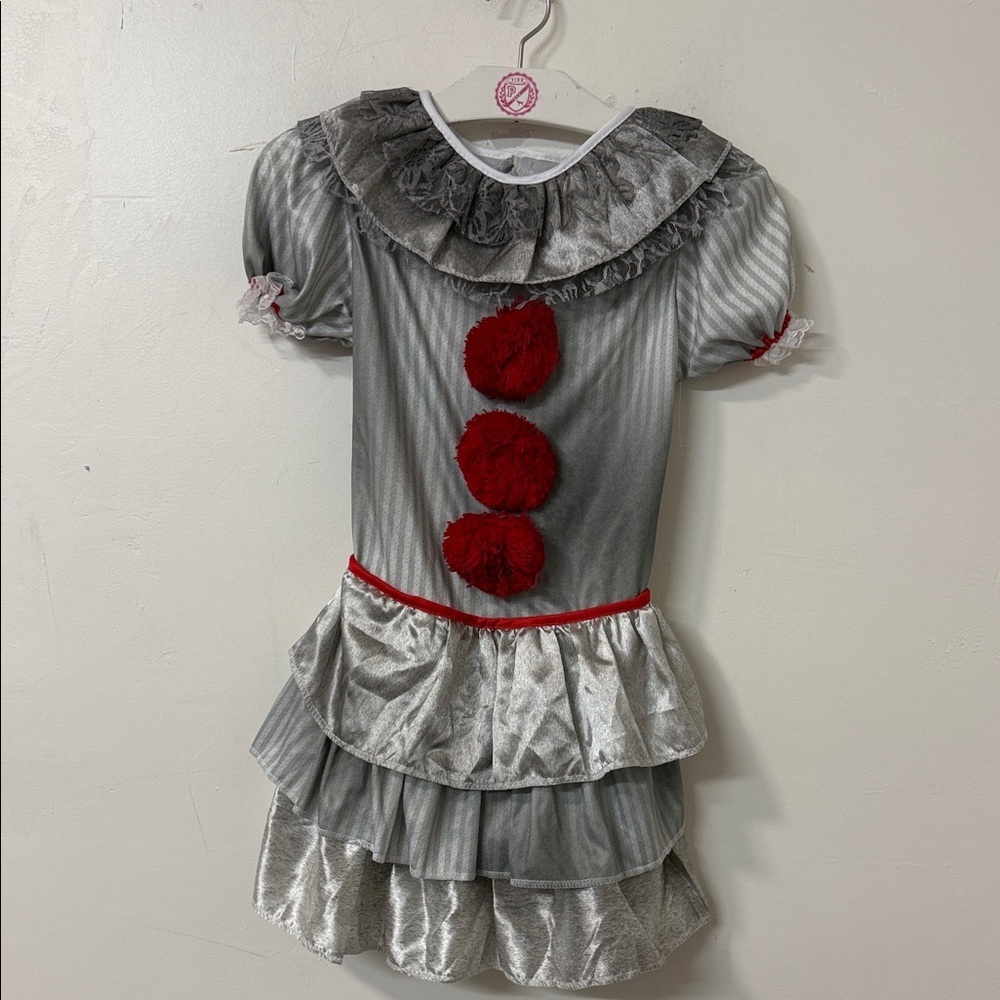 Spirit Kids Clown Costume with Red and Silver Details